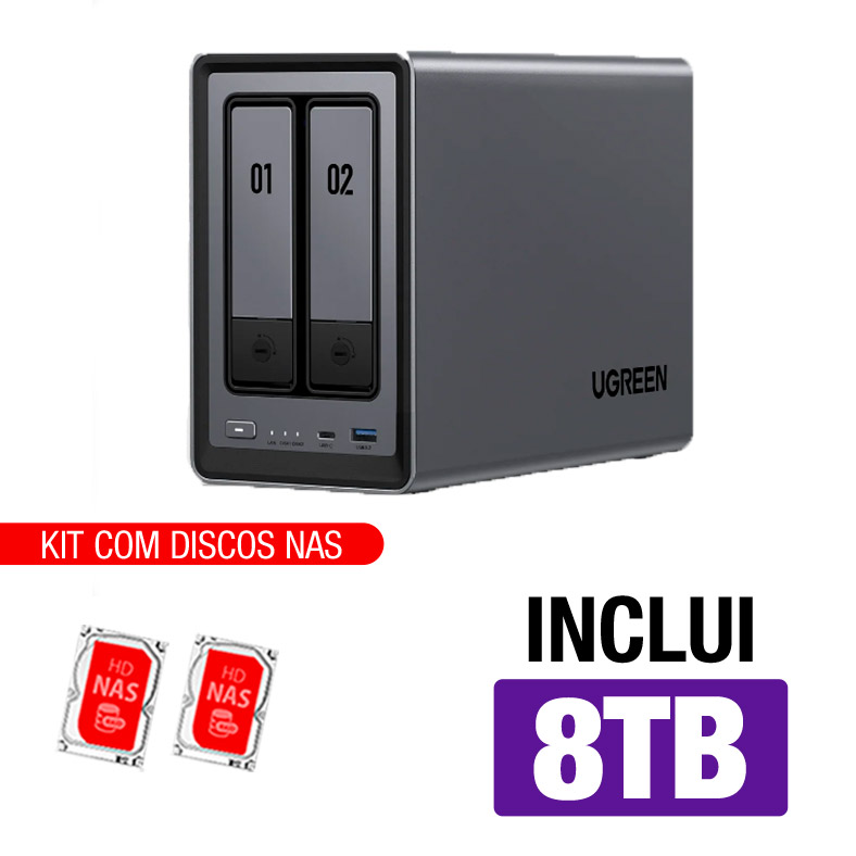 Servidor NAS UGREEN DXP2800 - 8TB - Quad-core 3.4 GHz - 8GB RAM