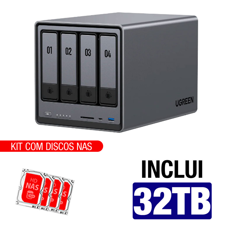 Servidor NAS UGREEN DXP4800 PLUS - 32TB - 5-core 4.4 GHz - 8GB RAM