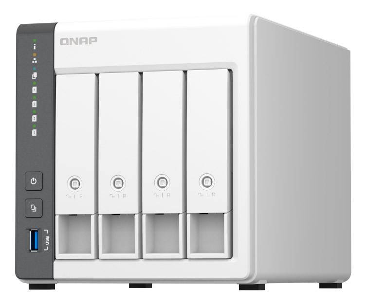 Servidor NAS Qnap TS-433-4G - 16TB - Quad-Core 2.0GHz - 4GB RAM - 1x 2.5Gb - 1x 1Gb - Inclui 4 HDs Vigilância de 4TB