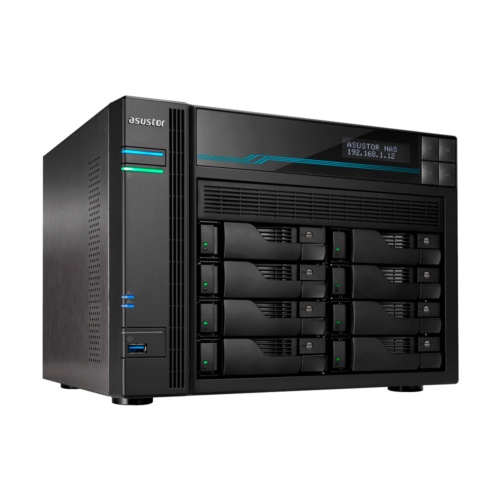 Servidor NAS Asustor Lockerstor 8 AS6508T - 48TB - CPU Intel Quad Core 2.1GHz - 8GB RAM - 10 GbE - Inclui 8 HDs NAS de 6TB