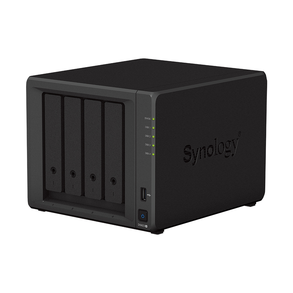 Servidor NAS Synology DS923+ - 48TB - CPU Dual-core 2.6GHz - 4GB DDR4 - 2 Portas 1GbE - Inclui 4 HDs NAS de 12TB