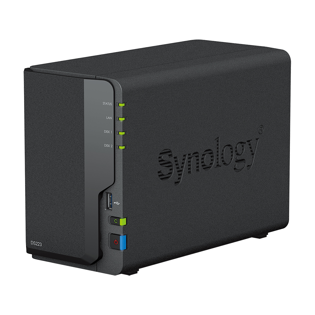 Servidor NAS Synology DS223 - 2 Baias - Quad-Core 1.7GHz - 2GB DDR4