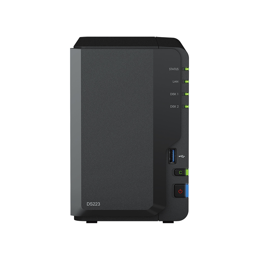 Servidor NAS Synology DS223 - 4TB - Quad-Core 1.7GHz - 2GB DDR4 - 1x 1GbE - Inclui 2 HDs NAS de 2TB