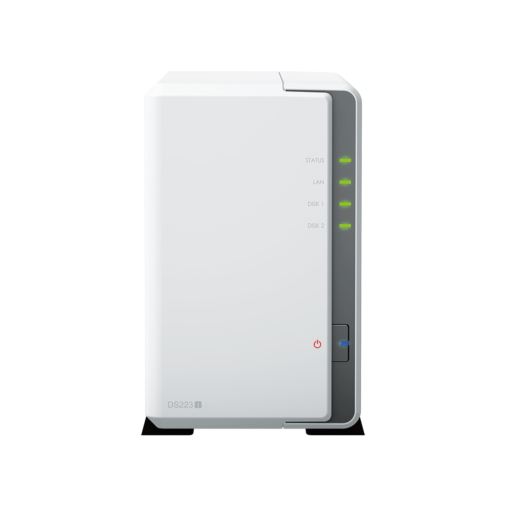 Servidor NAS Synology DS223J - 12TB - CPU Realtek RTD1619B - 1GB DDR4 - 1x 1GbE - Inclui 2 HDs NAS de 6TB