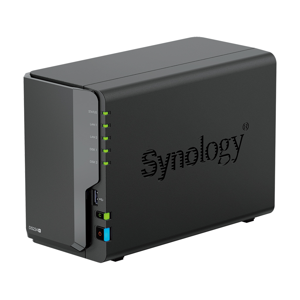 Servidor NAS Synology DS224+ - 12TB - Quad-Core 2.0 Ghz - 2GB RAM - 2x 1Gbe - Inclui 2 HDs NAS de 6TB