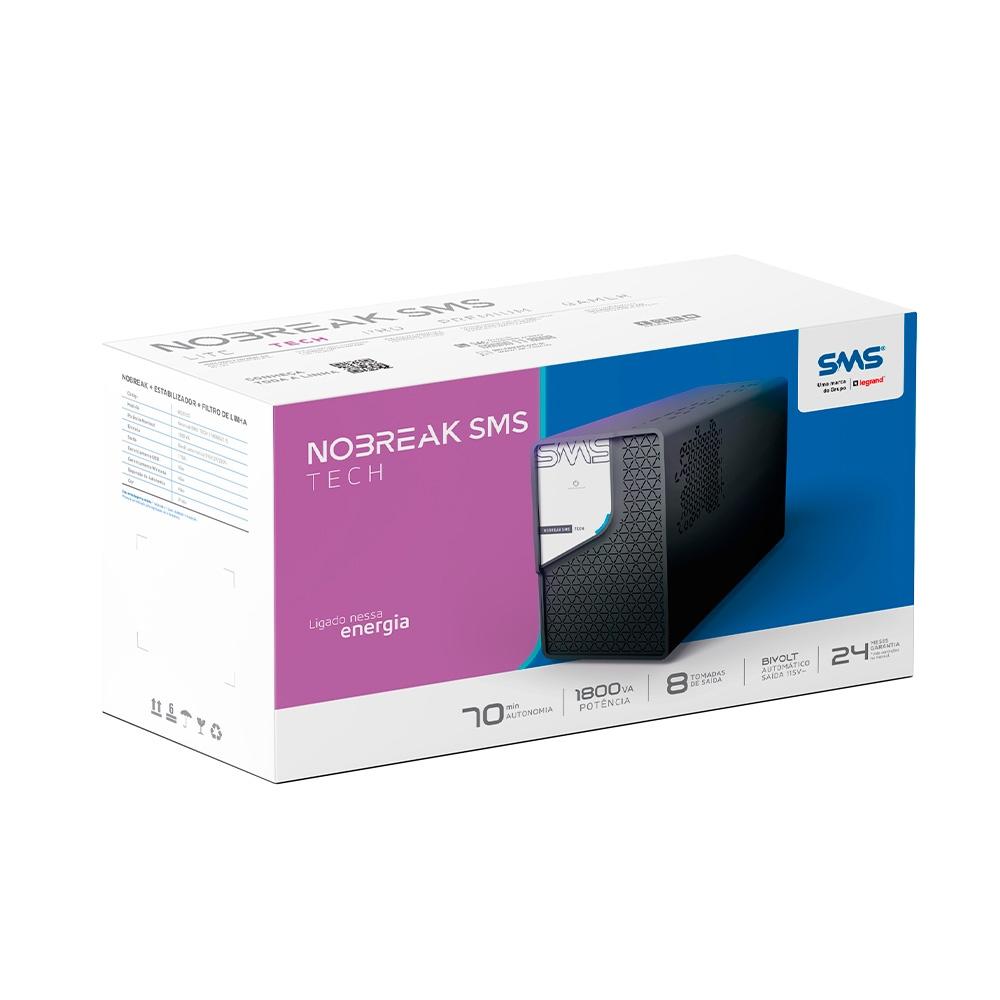 Nobreak SMS Tech 1800VA - 29307 - Interativo - Entrada: Bivolt - Saída: 115v