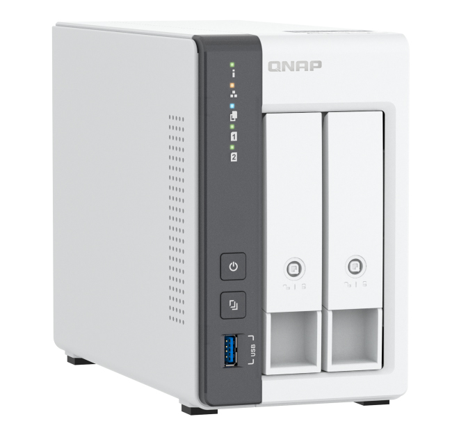 Servidor NAS Qnap TS-216G - 16TB - Quad-Core 2.0Ghz - 4GB RAM - 1x 2.5GBe - Inclui 2 HDs NAS de 8TB
