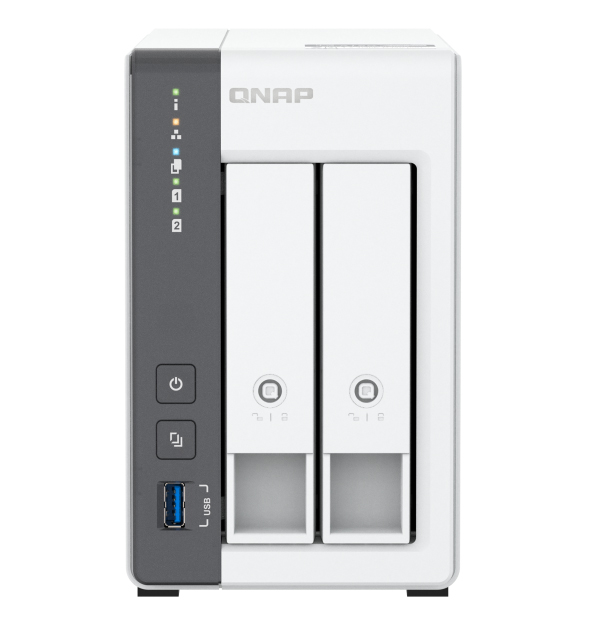 Servidor NAS Qnap TS-216G - 20TB - Quad-Core 2.0Ghz - 4GB RAM - 1x 2.5GBe - Inclui 2 HDs NAS de 10TB